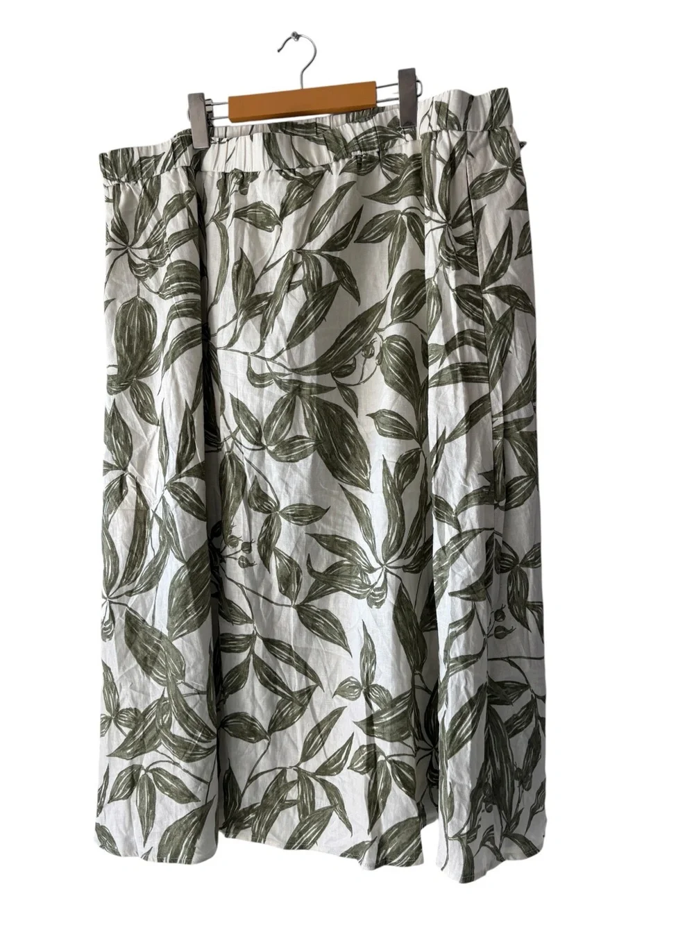 Reitmans Linen-Blend Midi Skirt Set Green Leaf Pattern High Side Slit Size XXL - Picture 8 of 16